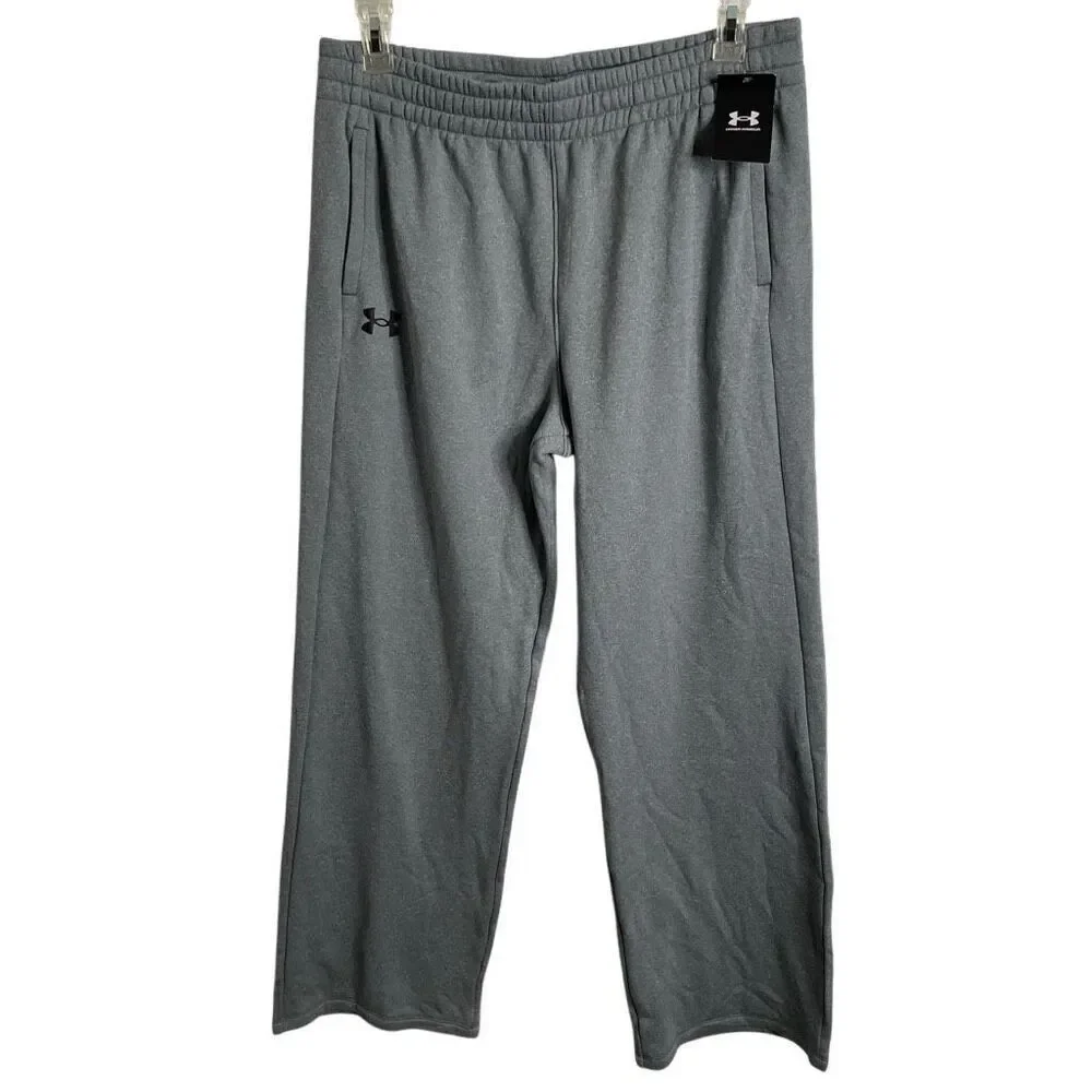 Under Armour Womens Armour Fleece Pants XL Gray Relaxed Fit Wide Leg Adjustable